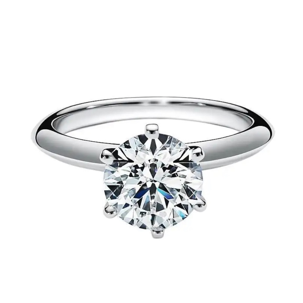 Elegant 6-Prong Tiff Style Diamond Engagement Ring 14k Solid White Gold with IGI